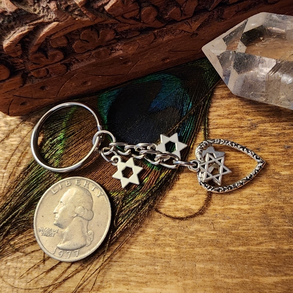 Star of David Heart Keychain Jewish Bag Clip Keyring Bat Mitzvah Gift Zipper - Picture 9 of 13